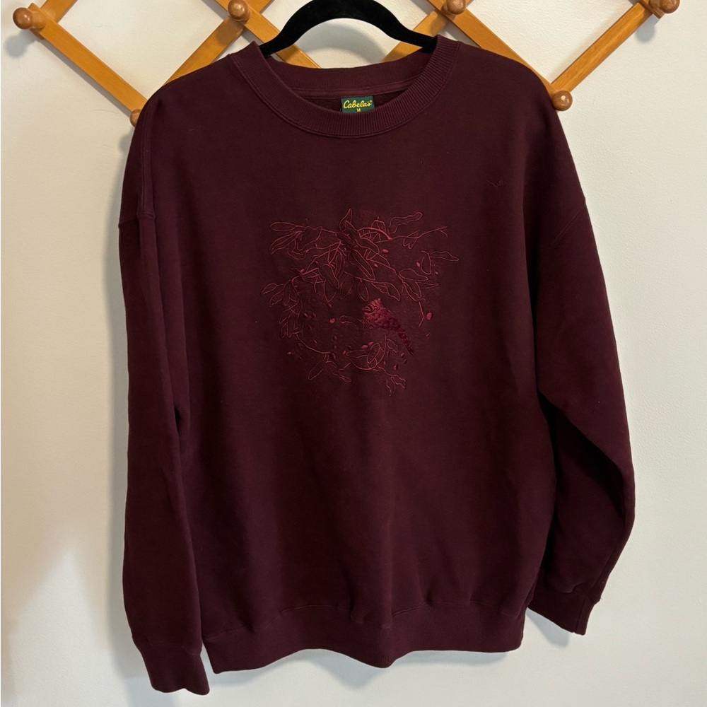 Vintage Cabela's Embroidered Maroon Crewneck Sweater